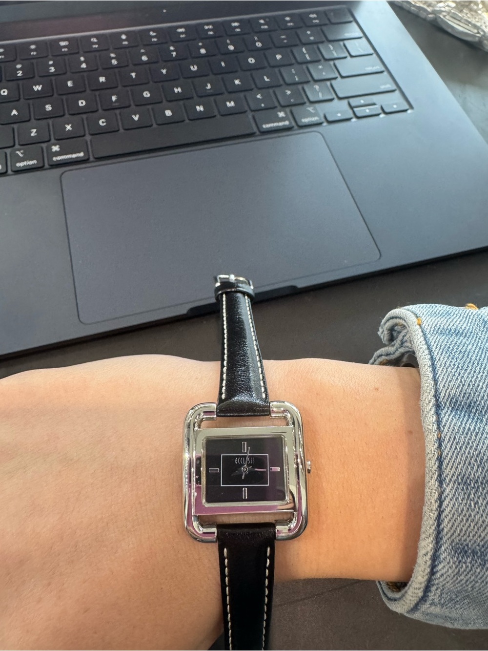 New Vintage Ecclissi Silver Stirrup-Style Square Watch